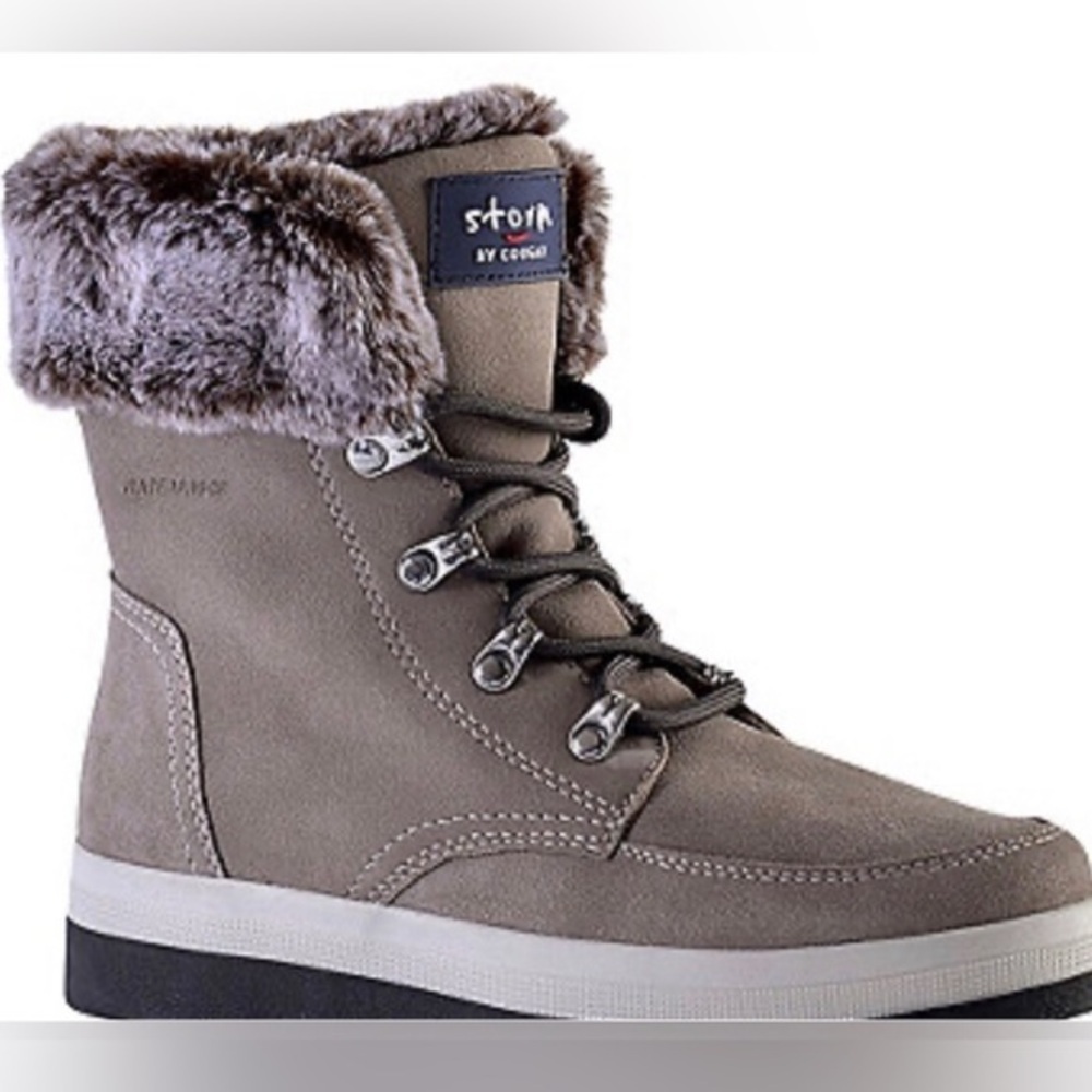 Storm by Cougar Melody fur collar Waterproof Insulated gray lace-up boot size 10